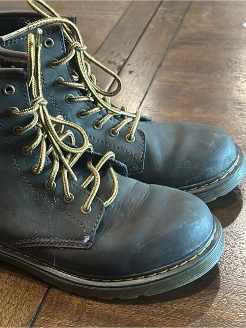 Dr. Martens Black Boots with Yellow Accent Laces